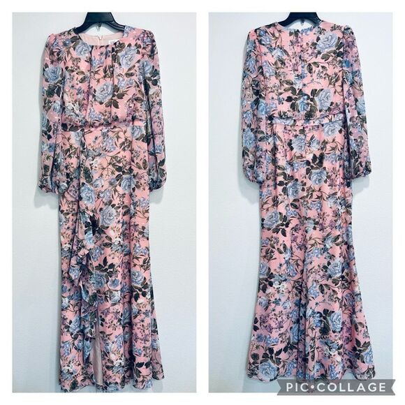 ELIZA J Floral Print Ruffled Long Sleeve Maxi Dress - Picture 2 of 10